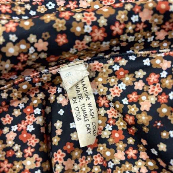 Vintage 70s Shirtdress Womens Medium Floral Print Top Button Up Long Sleeve - Picture 9 of 14